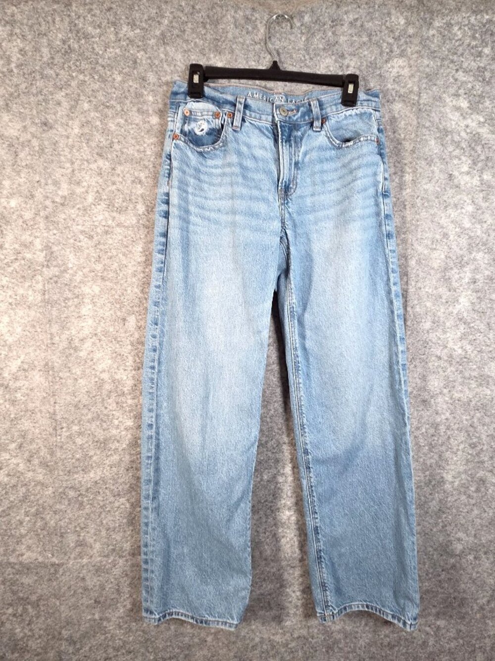 American Eagle Light Wash Jeans Size 2 High Rise Wide Leg Y2K - Picture 2 of 10